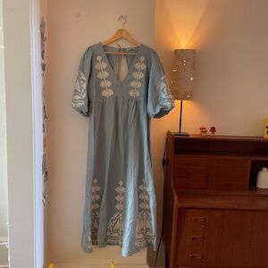 Louise Misha Cotton/Linen Dress w/ Embroidery